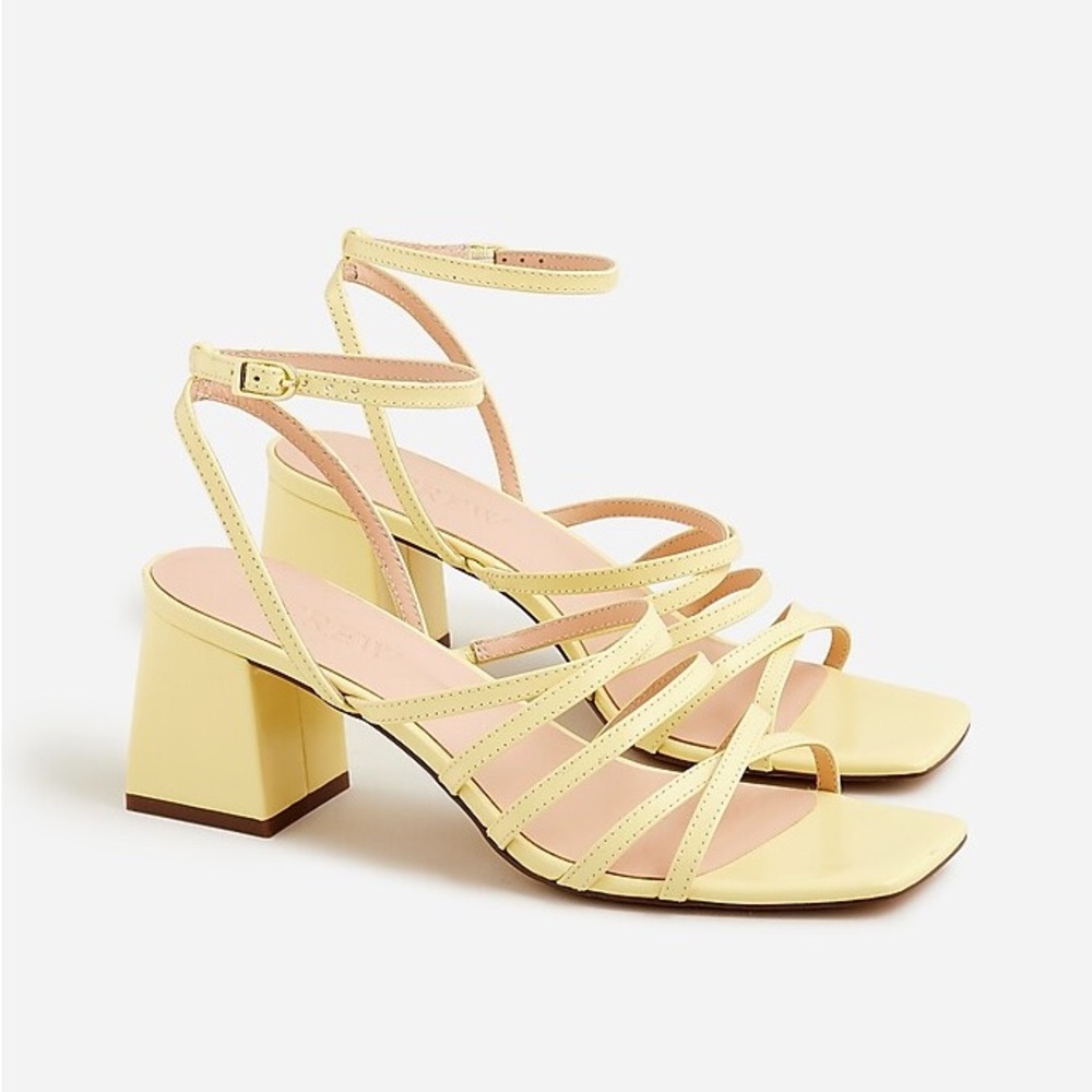Yellow Strappy Block Heel Sandals